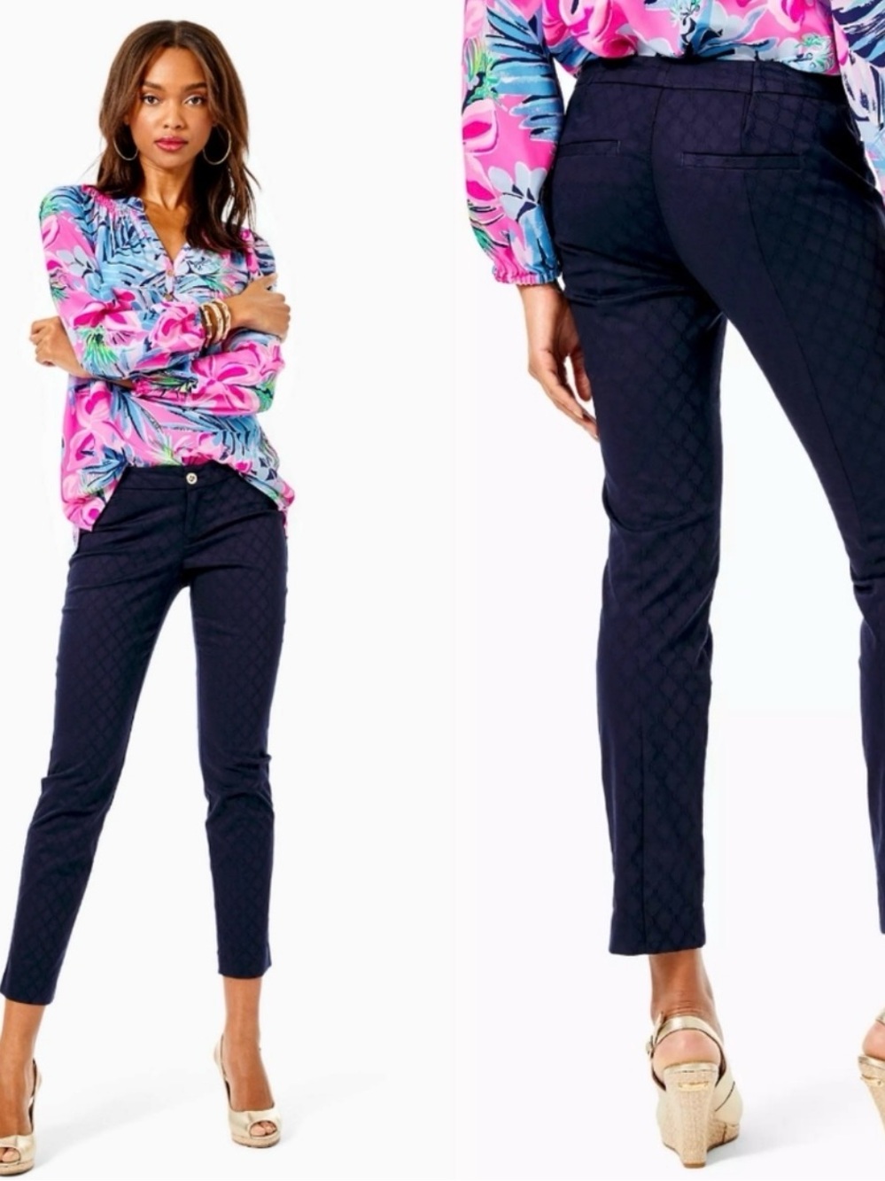Lilly Pulitzer Kelly textured ankle length skinny pants